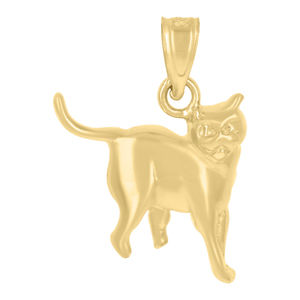10kt 10k Yellow Gold Womens Diamond-Cut Kitty Cat Animal Charm Pendant